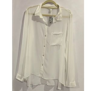 ⭐️ NWT Forever 21+ Long Sleeve Ivory Shirt Size 1X